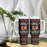 Meowy Christmas And Woofy New Year Tumbler With Handle DT04 - Wonder Print Shop