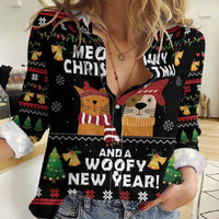 Meowy Christmas And Woofy New Year Women Casual Shirt DT04 - Wonder Print Shop