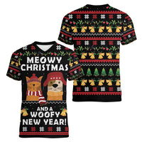 Meowy Christmas And Woofy New Year Women V-Neck T-Shirt DT04 - Wonder Print Shop