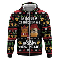 Meowy Christmas And Woofy New Year Zip Hoodie DT04 - Wonder Print Shop