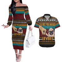 Best Pug Dad Ever Couples Matching Off The Shoulder Long Sleeve Dress and Hawaiian Shirt Pug Dog Christmas Awesome Dad DT04 - Wonder Print Shop