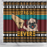 Best Pug Dad Ever Shower Curtain Pug Dog Christmas Awesome Dad