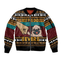Best Pug Dad Ever Sleeve Zip Bomber Jacket Pug Dog Christmas Awesome Dad DT04 - Wonder Print Shop