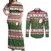 Nurse Couples Matching Off Shoulder Maxi Dress and Long Sleeve Button Shirt Nurse Grinch Christmas DT04 - Wonder Print Shop