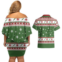 Nurse Couples Matching Off Shoulder Short Dress and Hawaiian Shirt Nurse Grinch Christmas DT04 - Wonder Print Shop