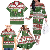 Nurse Family Matching Off The Shoulder Long Sleeve Dress and Hawaiian Shirt Nurse Grinch Christmas DT04 - Wonder Print Shop