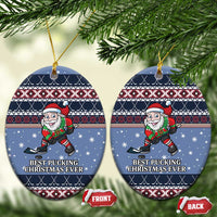 Santa Hockey Best Pucking Christmas Ceramic Ornament DT04 - Wonder Print Shop