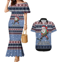 Santa Hockey Best Pucking Christmas Couples Matching Mermaid Dress and Hawaiian Shirt DT04 - Wonder Print Shop