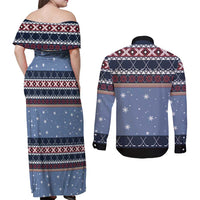Santa Hockey Best Pucking Christmas Couples Matching Off Shoulder Maxi Dress and Long Sleeve Button Shirt DT04 - Wonder Print Shop