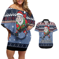 Santa Hockey Best Pucking Christmas Couples Matching Off Shoulder Short Dress and Hawaiian Shirt DT04 - Wonder Print Shop