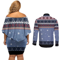 Santa Hockey Best Pucking Christmas Couples Matching Off Shoulder Short Dress and Long Sleeve Button Shirt DT04 - Wonder Print Shop