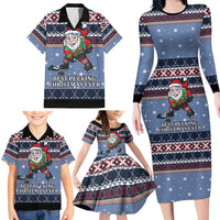 Santa Hockey Best Pucking Christmas Family Matching Long Sleeve Bodycon Dress and Hawaiian Shirt DT04 - Wonder Print Shop