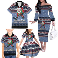Santa Hockey Best Pucking Christmas Family Matching Off The Shoulder Long Sleeve Dress and Hawaiian Shirt DT04 - Wonder Print Shop