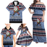 Santa Hockey Best Pucking Christmas Family Matching Off Shoulder Maxi Dress and Hawaiian Shirt DT04 - Wonder Print Shop
