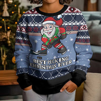Santa Hockey Best Pucking Christmas Kid Ugly Christmas Sweater DT04 - Wonder Print Shop