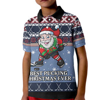 Santa Hockey Best Pucking Christmas Kid Polo Shirt DT04 - Wonder Print Shop