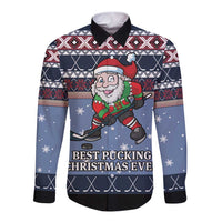 Santa Hockey Best Pucking Christmas Long Sleeve Button Shirt DT04 - Wonder Print Shop