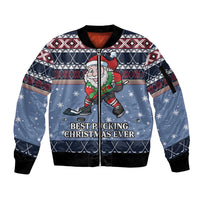 Santa Hockey Best Pucking Christmas Sleeve Zip Bomber Jacket DT04 - Wonder Print Shop