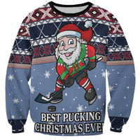Santa Hockey Best Pucking Christmas Sweatshirt DT04 - Wonder Print Shop