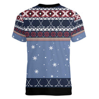 Santa Hockey Best Pucking Christmas Women V-Neck T-Shirt DT04 - Wonder Print Shop