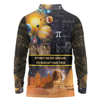 Ancient African Achievements Long Sleeve Polo Shirt Egyptian Pyramids Galaxy