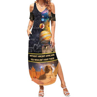 Ancient African Achievements Summer Maxi Dress Egyptian Pyramids Galaxy