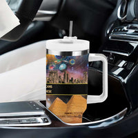 Ancient African Achievements Tumbler With Handle Egyptian Pyramids Galaxy