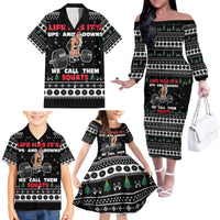 Santa Claus Love Gym Family Matching Off The Shoulder Long Sleeve Dress and Hawaiian Shirt Christmas Santa Does Weightlifting DT04 - Wonder Print Shop