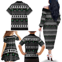Santa Claus Love Gym Family Matching Off The Shoulder Long Sleeve Dress and Hawaiian Shirt Christmas Santa Does Weightlifting DT04 - Wonder Print Shop