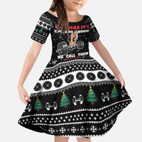 Santa Claus Love Gym Family Matching Short Sleeve Bodycon Dress and Hawaiian Shirt Christmas Santa Does Weightlifting DT04 - Wonder Print Shop