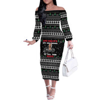 Santa Claus Love Gym Off The Shoulder Long Sleeve Dress Christmas Santa Does Weightlifting DT04 - Wonder Print Shop