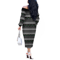 Santa Claus Love Gym Off The Shoulder Long Sleeve Dress Christmas Santa Does Weightlifting DT04 - Wonder Print Shop