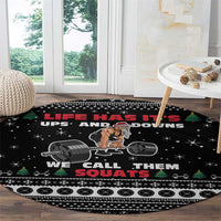 Santa Claus Love Gym Round Carpet Christmas Santa Does Weightlifting