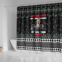 Santa Claus Love Gym Shower Curtain Christmas Santa Does Weightlifting