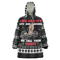 Santa Claus Love Gym Wearable Blanket Hoodie Christmas Santa Does Weightlifting DT04 - Wonder Print Shop