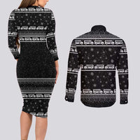 Drive School Bus All Day Couples Matching Long Sleeve Bodycon Dress and Long Sleeve Button Shirt Watch Hallmark Christmas Movies All Night DT04 - Wonder Print Shop