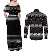 Drive School Bus All Day Couples Matching Off Shoulder Maxi Dress and Long Sleeve Button Shirt Watch Hallmark Christmas Movies All Night DT04 - Wonder Print Shop