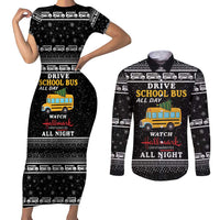 Drive School Bus All Day Couples Matching Short Sleeve Bodycon Dress and Long Sleeve Button Shirt Watch Hallmark Christmas Movies All Night DT04 - Wonder Print Shop