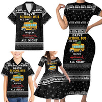 Drive School Bus All Day Family Matching Short Sleeve Bodycon Dress and Hawaiian Shirt Watch Hallmark Christmas Movies All Night DT04 - Wonder Print Shop