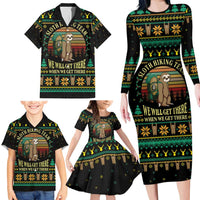 Sloth Team Christmas Holiday Family Matching Long Sleeve Bodycon Dress and Hawaiian Shirt Sloth Hiking Team DT04 - Wonder Print Shop