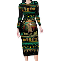Sloth Team Christmas Holiday Family Matching Long Sleeve Bodycon Dress and Hawaiian Shirt Sloth Hiking Team DT04 - Wonder Print Shop