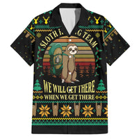 Sloth Team Christmas Holiday Family Matching Off The Shoulder Long Sleeve Dress and Hawaiian Shirt Sloth Hiking Team DT04 - Wonder Print Shop