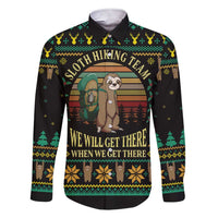 Sloth Team Christmas Holiday Family Matching Short Sleeve Bodycon Dress and Hawaiian Shirt Sloth Hiking Team DT04 - Wonder Print Shop