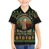 Sloth Team Christmas Holiday Family Matching Short Sleeve Bodycon Dress and Hawaiian Shirt Sloth Hiking Team DT04 - Wonder Print Shop