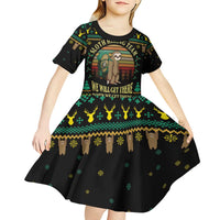 Sloth Team Christmas Holiday Kid Short Sleeve Dress Sloth Hiking Team DT04 - Wonder Print Shop
