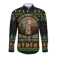 Sloth Team Christmas Holiday Long Sleeve Button Shirt Sloth Hiking Team DT04 - Wonder Print Shop