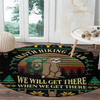 Sloth Team Christmas Holiday Round Carpet Sloth Hiking Team