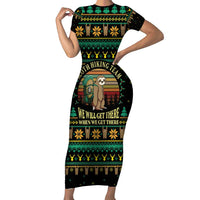 Sloth Team Christmas Holiday Short Sleeve Bodycon Dress Sloth Hiking Team DT04 - Wonder Print Shop