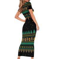 Sloth Team Christmas Holiday Short Sleeve Bodycon Dress Sloth Hiking Team DT04 - Wonder Print Shop