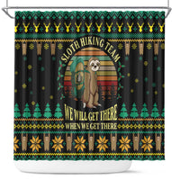 Sloth Team Christmas Holiday Shower Curtain Sloth Hiking Team